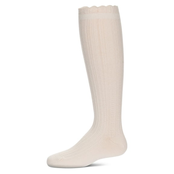 MeMoi  Crochet Ruffle Design Knee High Socks - Girls - Female, 8, White