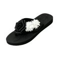 thumbnail image 3 of IEMIEMIEM Women's Platform Flip Flops Floral Wedge Sandals Comfortable Soft Cushion Slip on Summer Beach Vacation Thong Indoor Outdoor Walking Shoes Black 8.5 Wide, 3 of 6