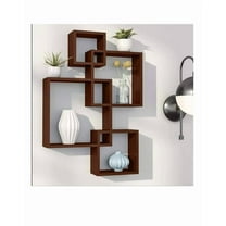 NAUTICALMARTUS BY Modern Intersecting Wall Shelf/ Home Wall Decor Set of 4 (Brown Color)/ Home Decor Shelf