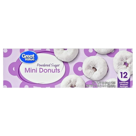 Great Value Powdered Sugar Mini Donuts, 21 oz, 12 Count
