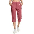 thumbnail image 2 of The Summer I Turned Pretty LEBONYARD Pants for Women,Capris Womens Pants with Pockets Loose Casual Dressy Lightweight Ladies Baggy Cargo Shorts Capris for Hiking Pink L, 2 of 7