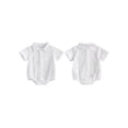 thumbnail image 2 of BemeyourBBs Newborn Baby Boy Girl Summer Clothes Collared Shirt Bubble Romper Dress Shirt Short Sleeve Button Down Shirt Bodysuit With Pocket Baby Boy Church Outfit, 2 of 9