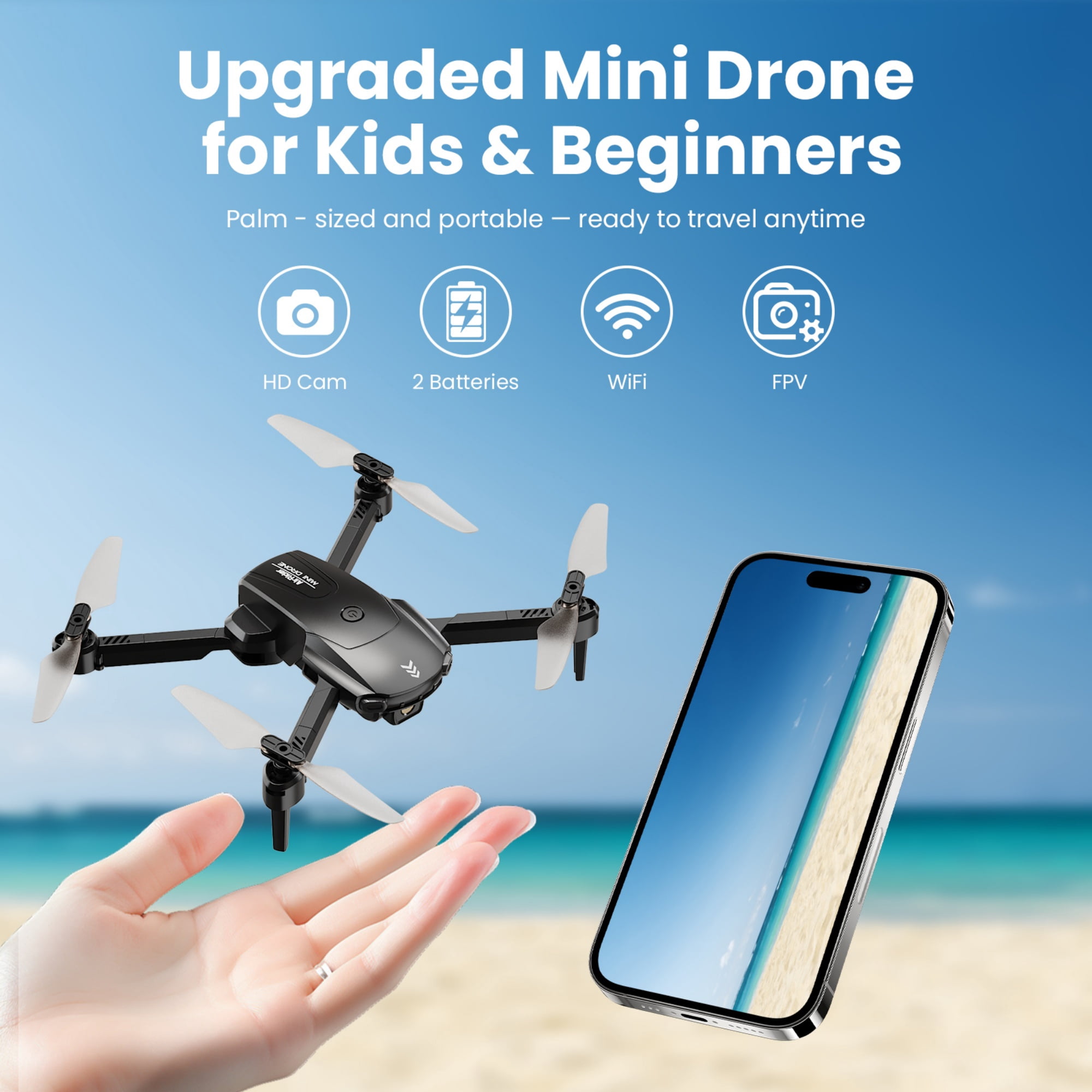 AUOSHI FPV Camera Drone with Dual Lens, Foldable Quadcopter, Optical Flow Hover, 30-Min Air Time, App & Remote Control, Stable Flying, A Great Gift for New Pilots