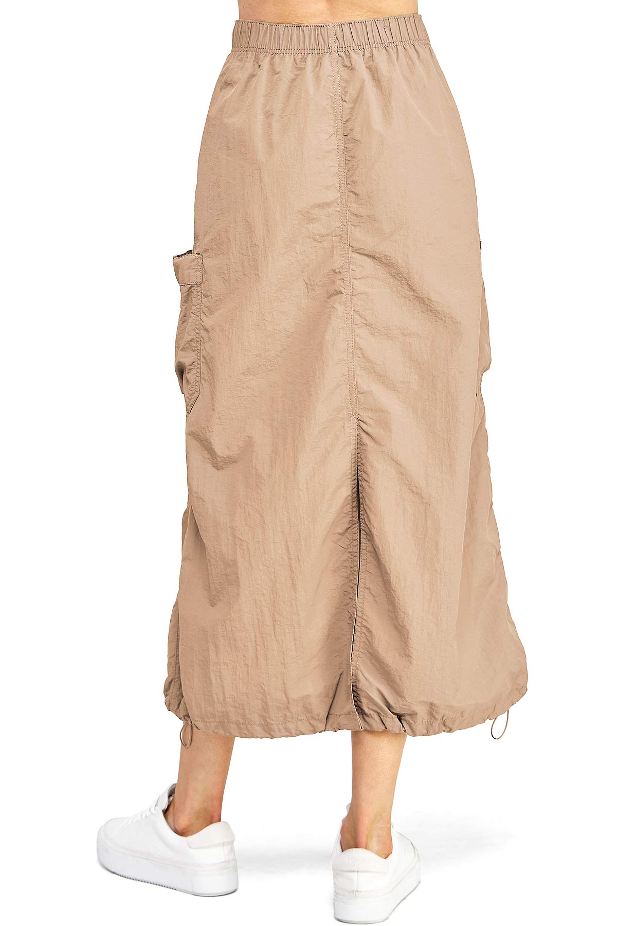 Love Tree Women's Juniors Parachute Cargo Maxi Skirt (Khaki