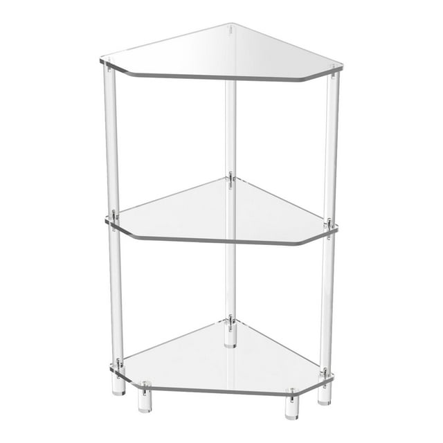 jifeng Acrylic Corner Side Table 3 Tiers End Table for Small Bedside Kitchen