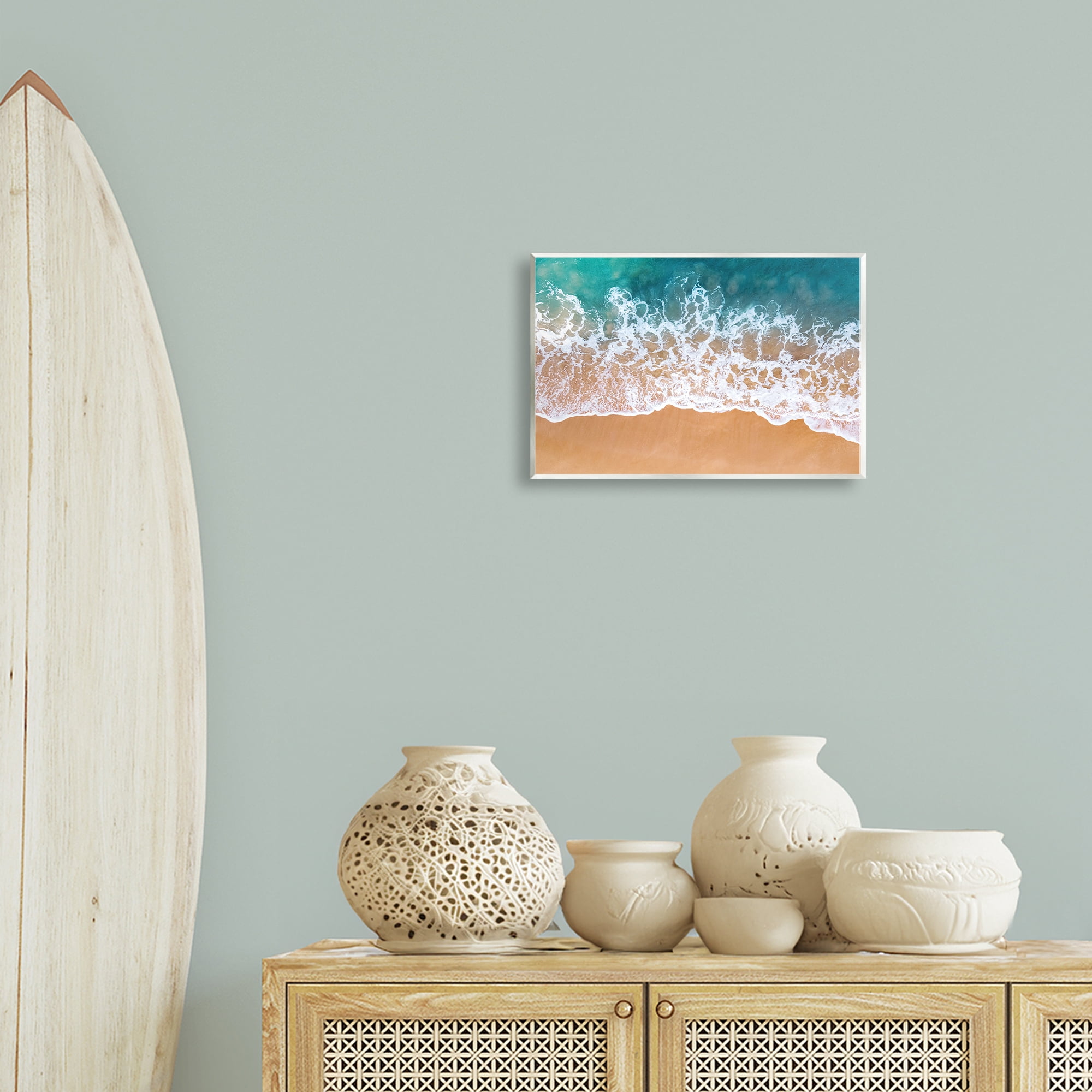 Stupell Industries Aerial Beach Foam Landscape & Nature Photography Unframed Art Print Wall Art, 15 x 10