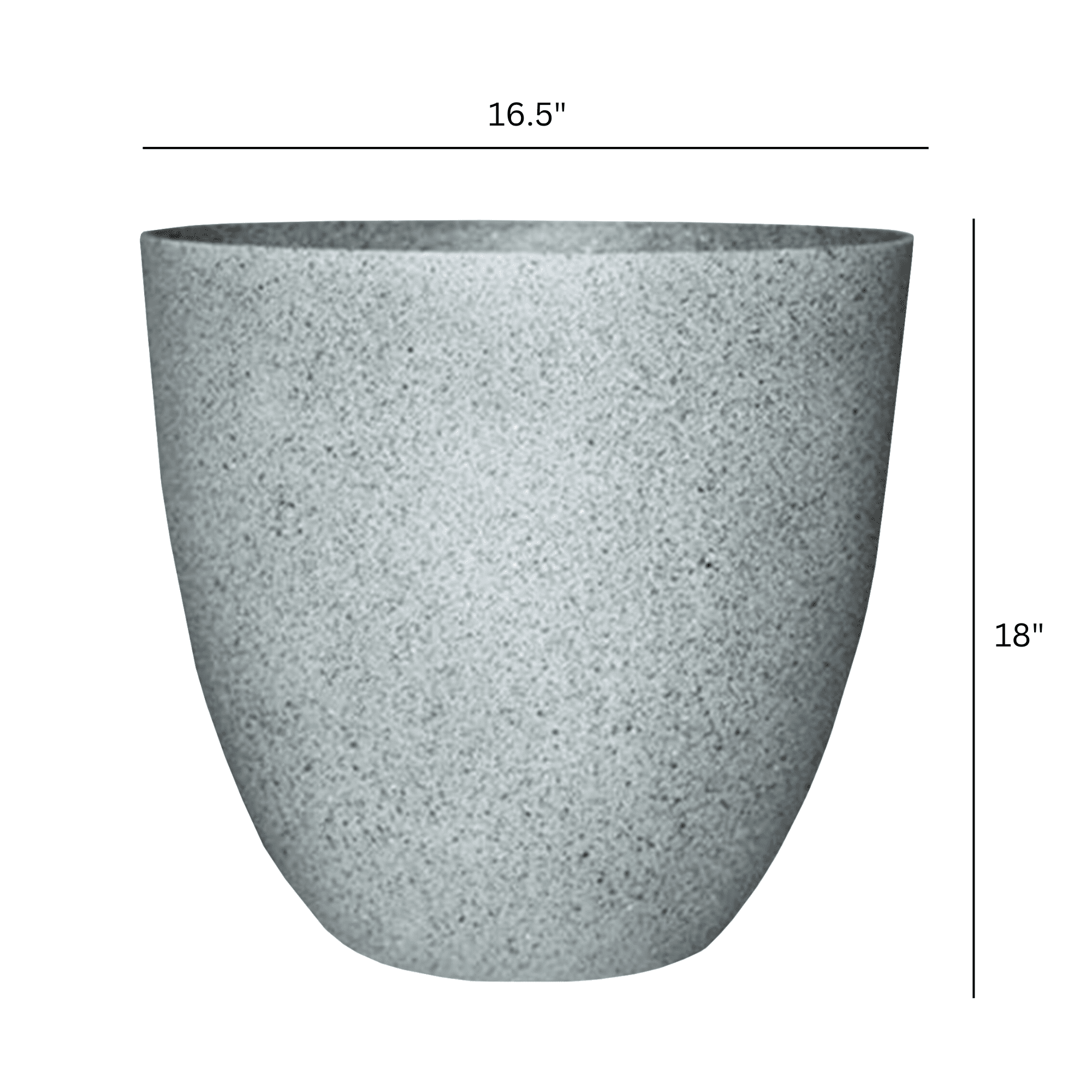Gardener Select Fiberglass Egg-Shaped Indoor Outdoor Planter, Granite Color 18"