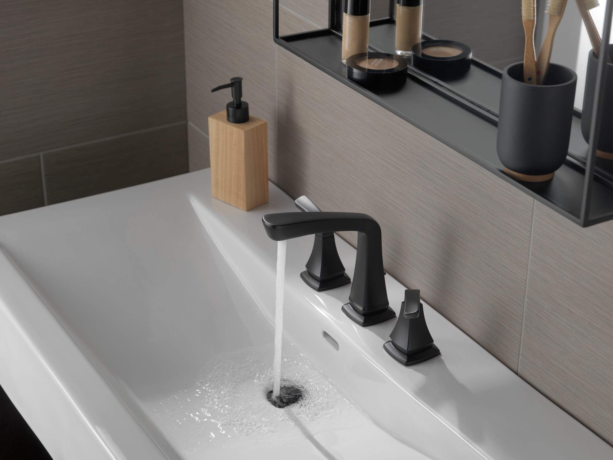 Delta Vesna Two-Handle Widespread Bathroom Faucet - 35789LF-BL - Matte Black