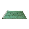 thumbnail image 2 of Ahgly Company Machine Washable Indoor Round Oriental Turquoise Blue Traditional Area Rugs, 5' Round, 2 of 4