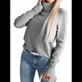 thumbnail image 3 of Suéter de Punto Elegante de Larga con Solapa para Mujer, Suéter con Botones de Color Liso para Otoño e Invierno Gris L, 3 of 10