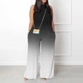 thumbnail image 1 of ICHUANYI Clearance Women Print Jumpsuit Pajamas Casual Buttons Pocket Sleeveless Wide Leg Long Pants(Black, S) ICHUANYI WER2023081117852, 1 of 5