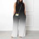 thumbnail image 1 of ICHUANYI Clearance Women Print Jumpsuit Pajamas Casual Buttons Pocket Sleeveless Wide Leg Long Pants(Black, S) ICHUANYI WER2023081117852, 1 of 5