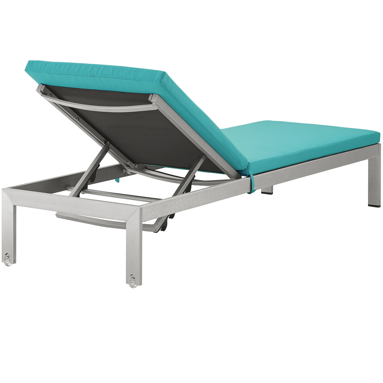 Shore Outdoor Patio Aluminum Chaise with Cushions Silver Turquoise - image 4 of 5