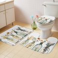 thumbnail image 4 of Watercolor Flowers Bathroom Rugs Set Vintage Eucalyptus Leaf Daisy Plant Non Slip Absorbent Soft Bath Mats 3 Piece Set with Bathroom Rug, U-Shaped Floor Mat, Toilet Seat Cover Large Size, 4 of 9