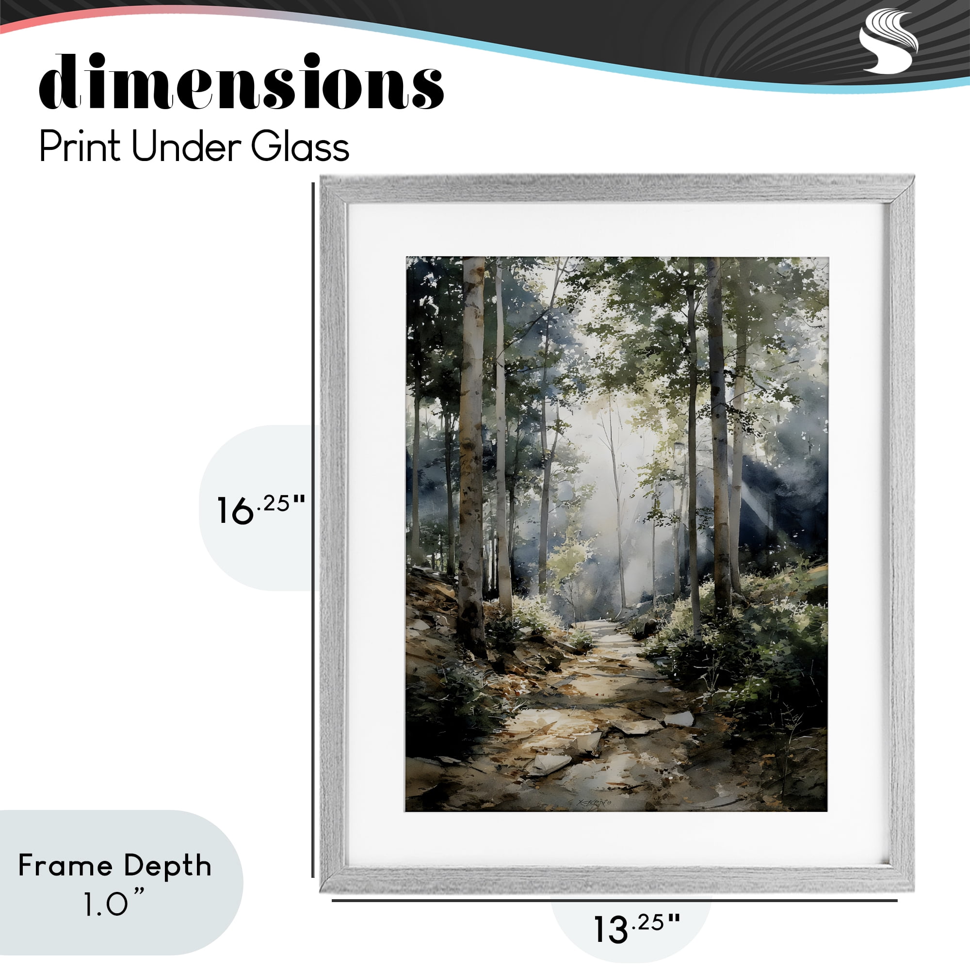 Stupell Industries Through The Woods Pathway Gray Framed Print Under Glass, design by Franklyn Gregory