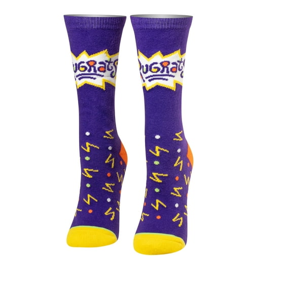 Cool Socks Novelty Crew Socks Women's Nickelodeon Rugrats Confetti, Graphic Print, Large
