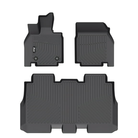 Ikon Motorsports 3D TPE Floor Mats, Compatible with 2024-2025 Tesla Cybertruck, All Weather Waterproof Non-Slip Floor Liners, Front & 2nd Row Full Set Interior Accessories, Black