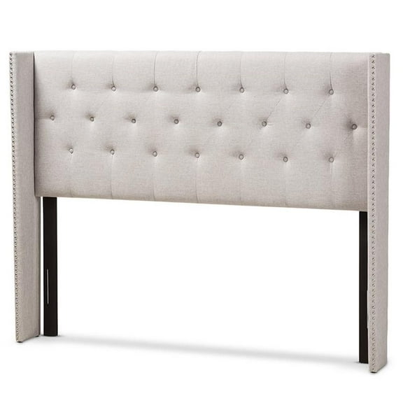 Bowery Hill King Winged Panel Headboard in Grayish Beige