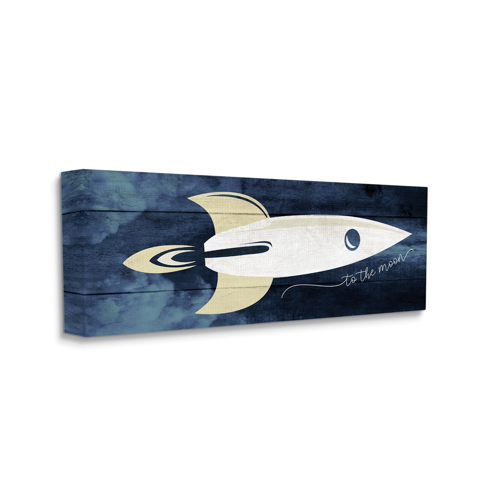 Stupell Industries To The Moon Phrase Rustic Space Ship Blue,13 x 30,Designed by Daphne Polselli