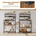 thumbnail image 4 of edx 23" Bakers Rack with 3 Power Outlets, 10 Hooks, Kitchen Microwave Stand, 4-Tier Coffee Bar Table, Space-Saving Kitchen Storage Shelf, Gray, 4 of 9