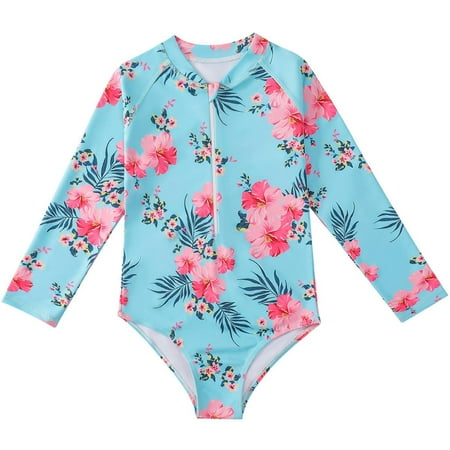 

Utoimkio Baby Swimsuit Girl Clearance Toddler Kids Baby Girls Fashion Cute Flower Print Bikini Long Sleeve Ruffles One-piece Swimsuit