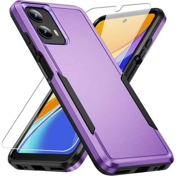 REQO for Moto G 5G 2024 Case,Moto G Play 5G 2024 Case with Screen Protector[Military Grade Drop Tested] Heavy-Duty Tough Rugged Shockproof Protective Case for Motorola G 5G 2024, Purple