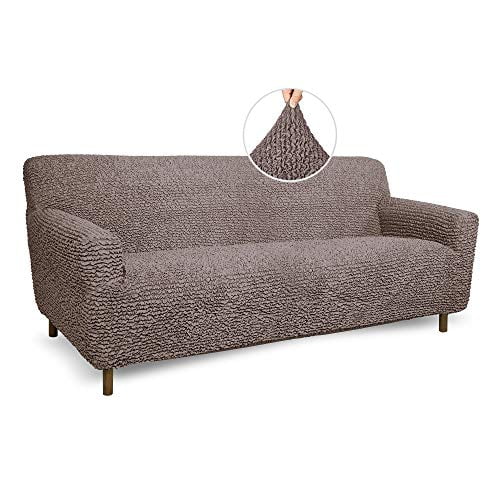 Couch Cover - Sofa Cover - Sofa Slipcover - Soft Polyester Fabric Slipcover - 1-Piece Form Fit Stretch Stylish Furniture Cover - Microfibra Collection - ?appuccino (Sofa)