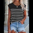 thumbnail image 4 of Tops de Mujer Elegantes e Informales de Verano A Rayas, Tops de Corta con Bloques de Color, Corte Holgado, y Negro S, 4 of 8