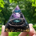 thumbnail image 1 of Pirámide De Orgón Obsidiana natural orgonita pirámide cristal Reiki Chakra generador de energía (Piscis), 1 of 4