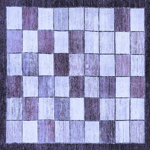 Ahgly Company Machine Washable Indoor Square Abstract Blue Modern Area Rugs, 3' Square