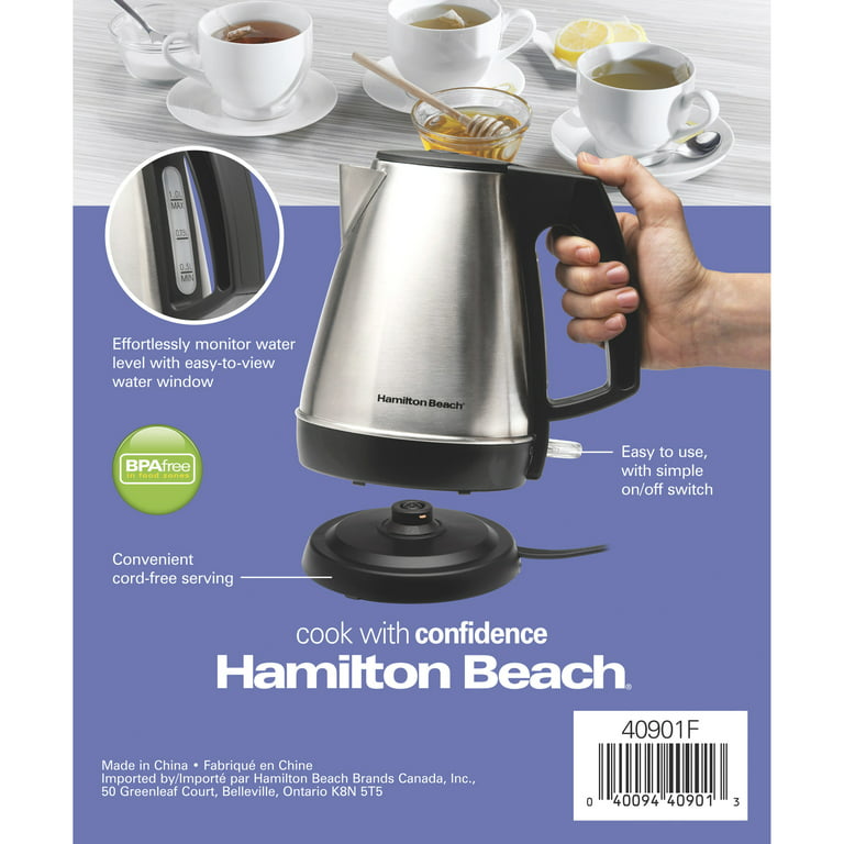 Hamilton Beach Electric Tea Kettle, Black, 1.8-Liter