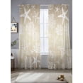 thumbnail image 2 of Brown Gradient Sheer Curtains 108 Inch Long 2 Panels, Nautical Starfish Coral Shell Vintage Light Filtering Rod Pocket Curtains, Sheer Voile Drapes for Living Room Bedroom, 52"x108", 2 of 8