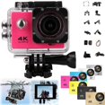 thumbnail image 1 of 4K Action Camera with Wi-Fi, 140° Wide-Angle Lens, Waterproof Design, Pink, 8g, 1 of 5