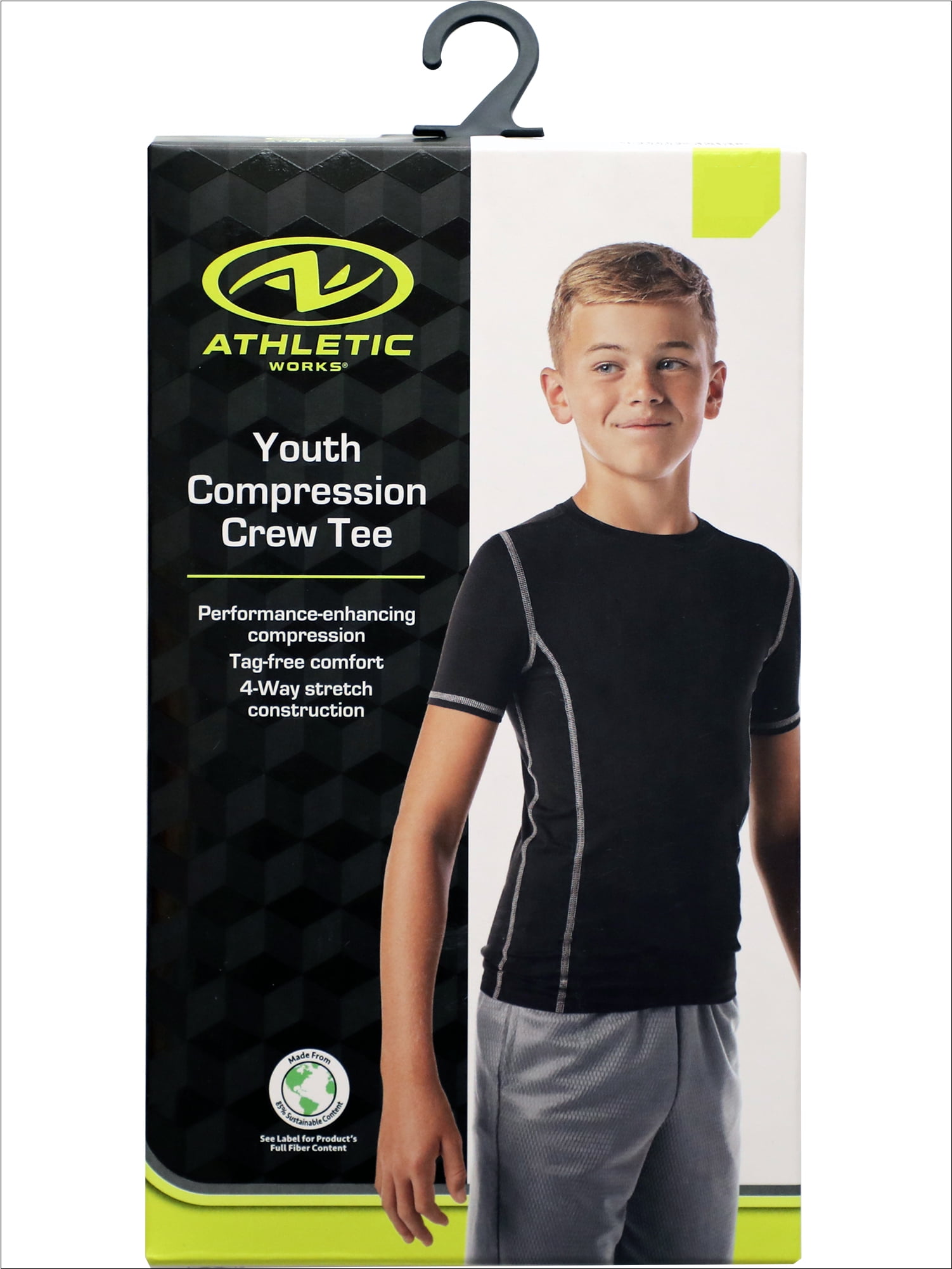 Athletic Works Youth Unisex Compression Crewneck Tee, Large