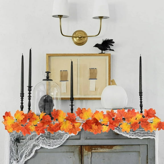 Fmbmuo Autumn Maple Leaf Vine Garland for Front Porch Welcome, Traditional Fall Decor, Weather-Resistant