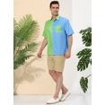 thumbnail image 3 of Lars Amadeus Men's Shirts Short Sleeve Summer Cotton Patchwork Button Down Shirts M Blue Green, 3 of 5