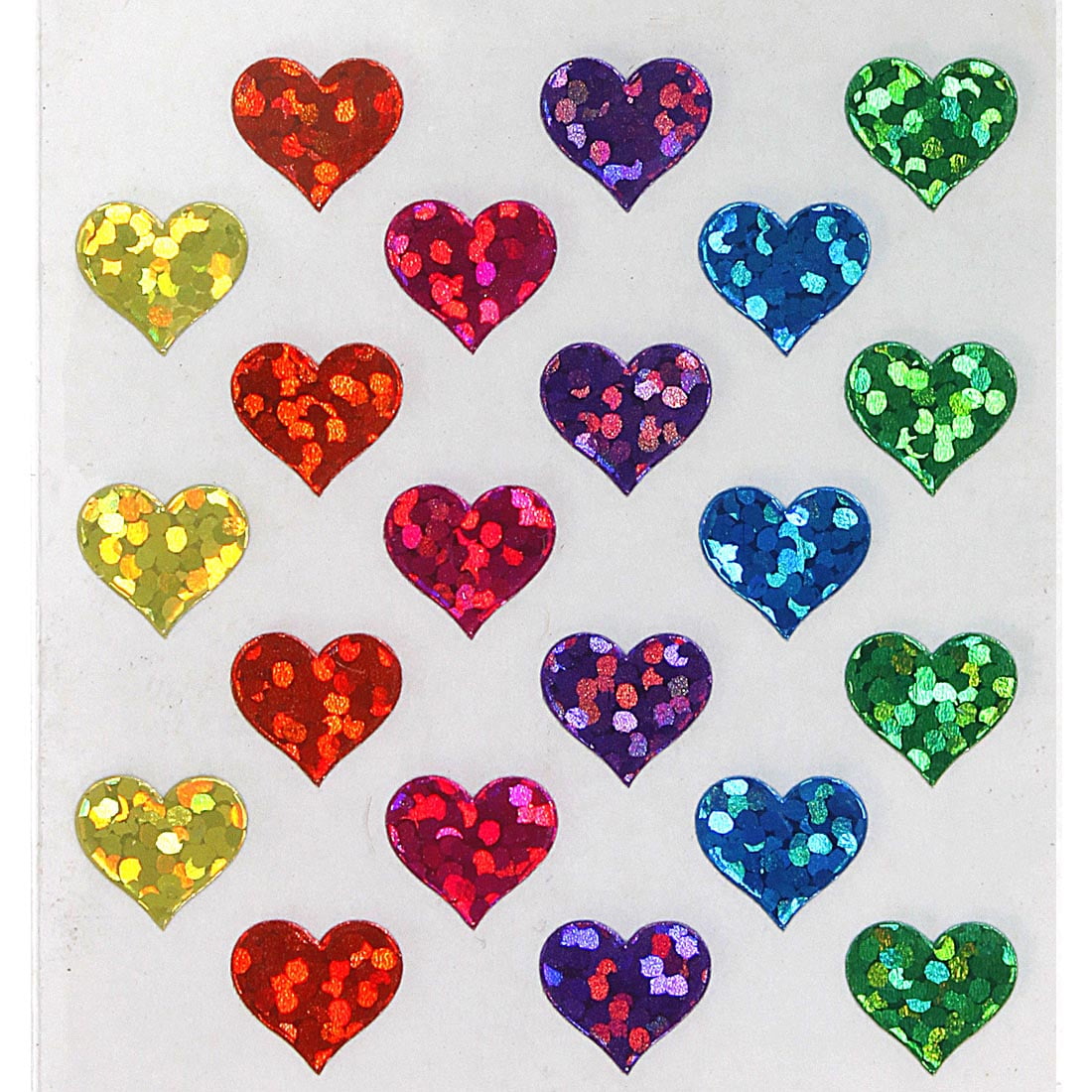 288 Rainbow Holographic Sparkle Heart Valentine Stickers! ~ tiny