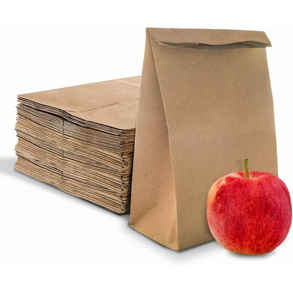 Stock Your Home 4 Lb Kraft Brown Paper Lunch Bags (100 Count) - Bulk Disposable Lunch Sacks, Small Size Blank Bag for Kids, Good for a Snack, Sandwich, Grocery Food, and Arts & Crafts Projects