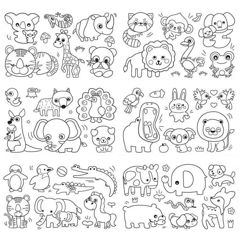 Coloring Paper Roll for Kids, Toddler Drawing Paper Roll, Squeaky Clean  Sticky Wall Painting Stickers Set for Gift, 120 * 11.8 Inch Animal