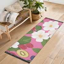 Yayeee Hallway Runner Rug 2'x6' Non Slip Machine Washable with Rubber Backing, White Flowers
