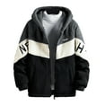 thumbnail image 2 of Lilgiuy Men Winter Fitness Jackets Casual Sports Hooded Zipper Letter Print Pocket Tops Patchwork Jacket Coat, 2 of 5