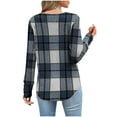thumbnail image 4 of YUGYXL Women's Fashion Tunic Shirts V Neck Plaid Button Up Tops Long Sleeve Irregular Casual Comfort T-Shirts Navy XL, 4 of 8