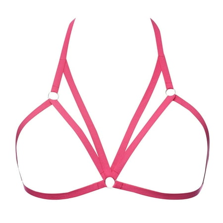 Women Cute Lace Up Lingerie for Women Unwrap Bra Black Cutout Stretch Cute Plus Size Lingerie for Women Leather Adjustable Lingerie Bra Lady Push Up Butt Underwear for Women Elastic Band Bra