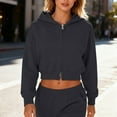 thumbnail image 6 of BLVB Womens Zip up Hoodies Jackets Cropped Sweatshirts Fall Outfits Casual Comfy Workout Tops Winter Clothes, 6 of 7