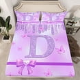 thumbnail image 2 of Manfei Purple Bow Butterfly 3pcs Twin Sheet Sets for Children Kids Teens,Letter Monogrammed Initial D Twin Fitted Sheet,Bling Glitter Breathable Flat Sheet,Graffiti Splash Home Decor, 2 of 7