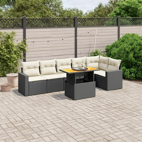 vidaXL Garden Sofa Set Black, Cream White