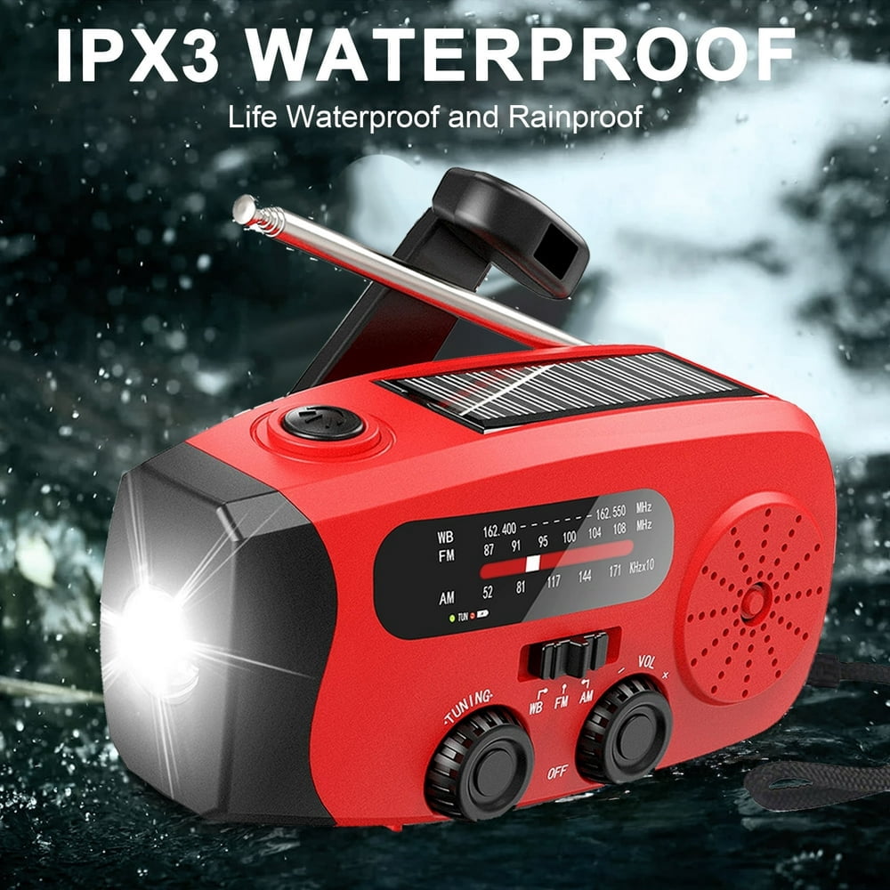 Baweave Hand Crank Emergency Radio  Portable Radio Solar Powerd AM FM WB NOAA Weather Radio with Flashlight  Cell Phone Charge  SOS Alarm