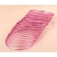 thumbnail image 3 of Sunsoul by Touchstone "Colorful 2 Dozen Bangle Collection" Indian Bollywood Textured Silky Magenta Designer Jewelry Special Large Size Bangle Bracelets Set Of 24 In Antique Gold Tone For Women, 3 of 5