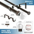 thumbnail image 3 of Urbanest Crystal Ball Manhattan 1" 5/8" Double Drapery Curtain Window Rod Set - 84" to 120", Bronze, 3 of 6