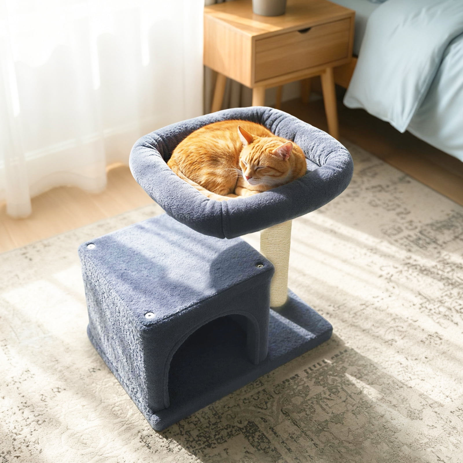 Gymax 19.5'' Small Cat Tree w/Large Padded Plush Perch Condo Sisal Scratching Posts Dark Grey